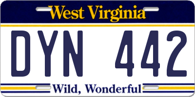 WV license plate DYN442