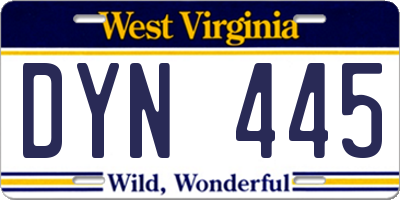 WV license plate DYN445