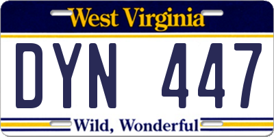 WV license plate DYN447