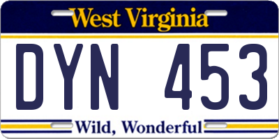 WV license plate DYN453