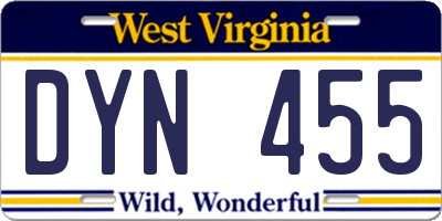 WV license plate DYN455