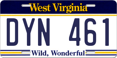 WV license plate DYN461