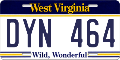 WV license plate DYN464