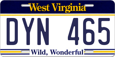 WV license plate DYN465