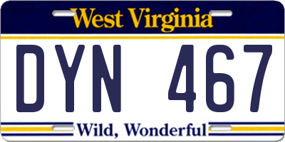 WV license plate DYN467