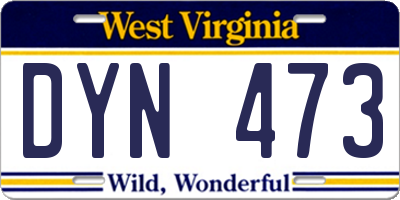 WV license plate DYN473