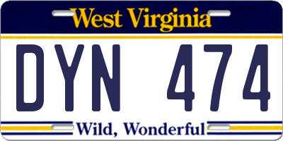 WV license plate DYN474