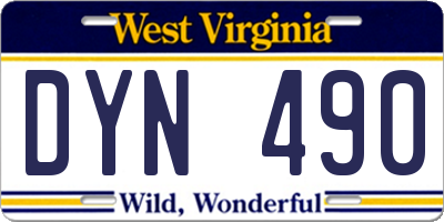 WV license plate DYN490