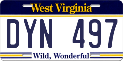 WV license plate DYN497