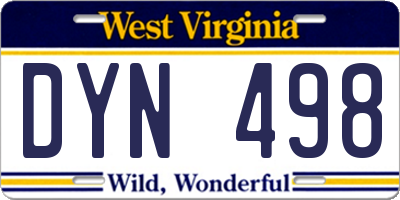 WV license plate DYN498