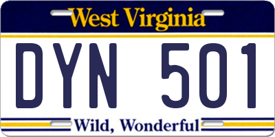 WV license plate DYN501