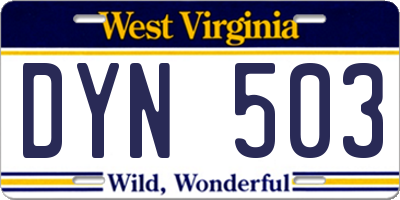 WV license plate DYN503