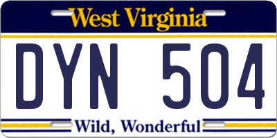 WV license plate DYN504