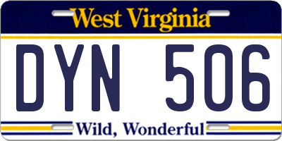 WV license plate DYN506