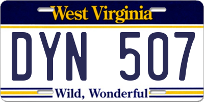 WV license plate DYN507