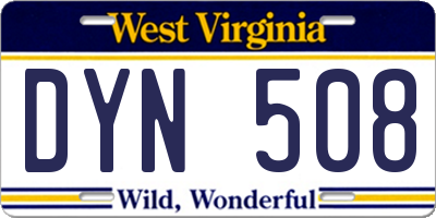 WV license plate DYN508