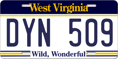 WV license plate DYN509