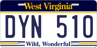 WV license plate DYN510