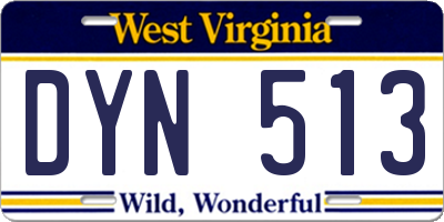 WV license plate DYN513