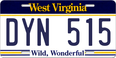 WV license plate DYN515
