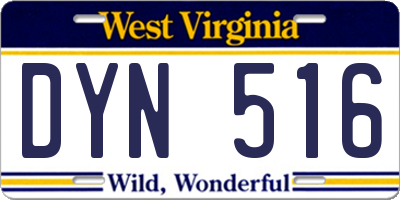 WV license plate DYN516
