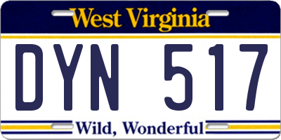 WV license plate DYN517