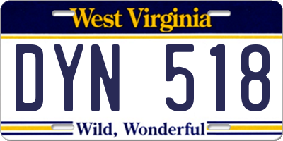 WV license plate DYN518