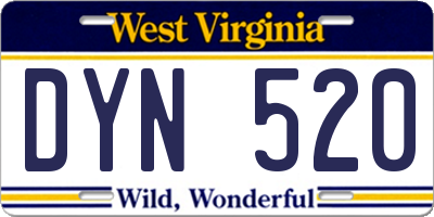 WV license plate DYN520