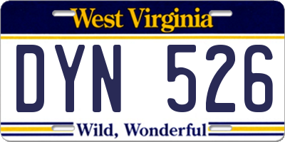 WV license plate DYN526