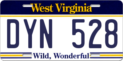 WV license plate DYN528