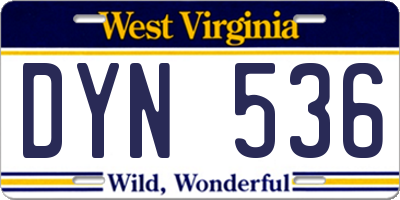 WV license plate DYN536