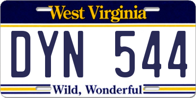 WV license plate DYN544
