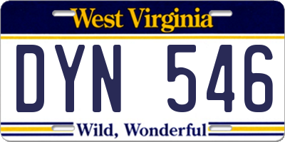 WV license plate DYN546