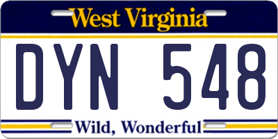 WV license plate DYN548