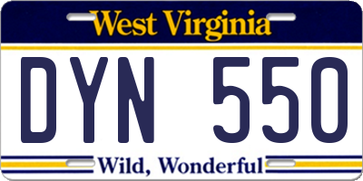 WV license plate DYN550