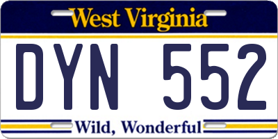 WV license plate DYN552