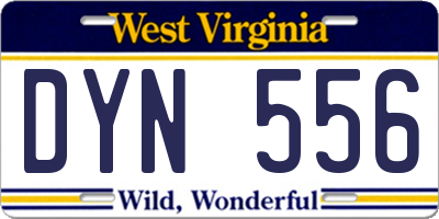 WV license plate DYN556