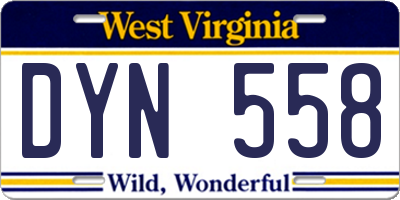 WV license plate DYN558