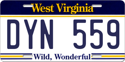 WV license plate DYN559