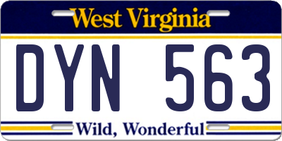 WV license plate DYN563