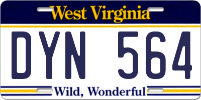 WV license plate DYN564