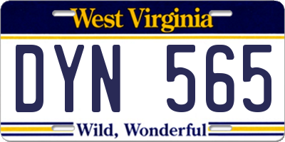 WV license plate DYN565