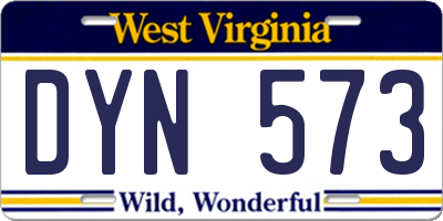 WV license plate DYN573