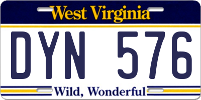 WV license plate DYN576
