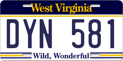 WV license plate DYN581