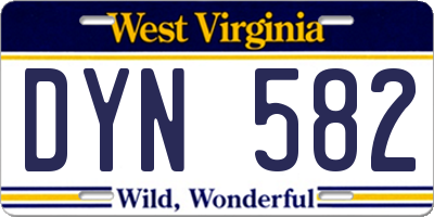 WV license plate DYN582