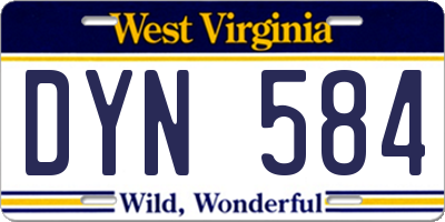 WV license plate DYN584
