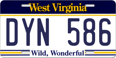 WV license plate DYN586