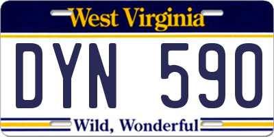 WV license plate DYN590