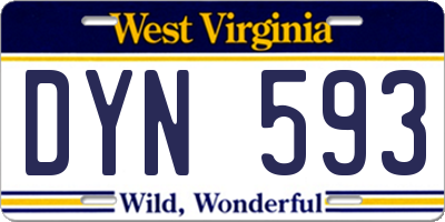 WV license plate DYN593